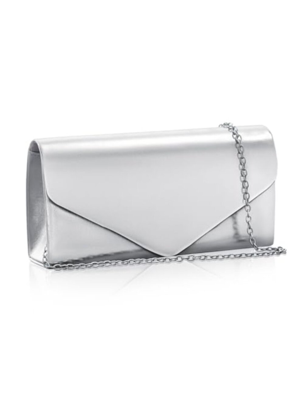 Women's Metallic Synthetic Leather Clutch Evening Bag Formal Handbag Detachable